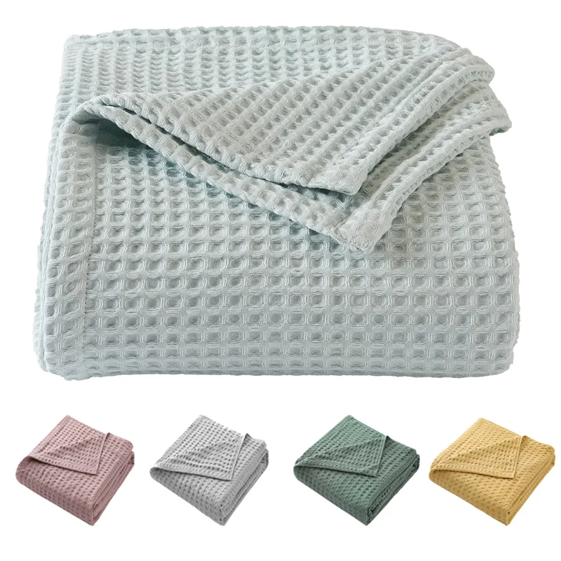 Cashmere Throw Blanket - Premium puur katoen, wafelgeweven thermische deken,