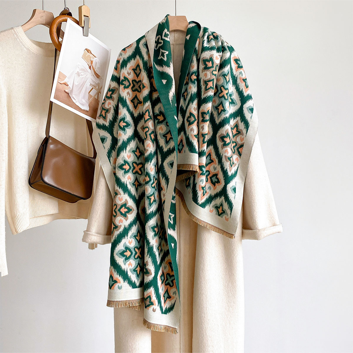 Cashmere Throw Blanket - Dames Reversibele Imitatie Kasjmier Sjaal Winter