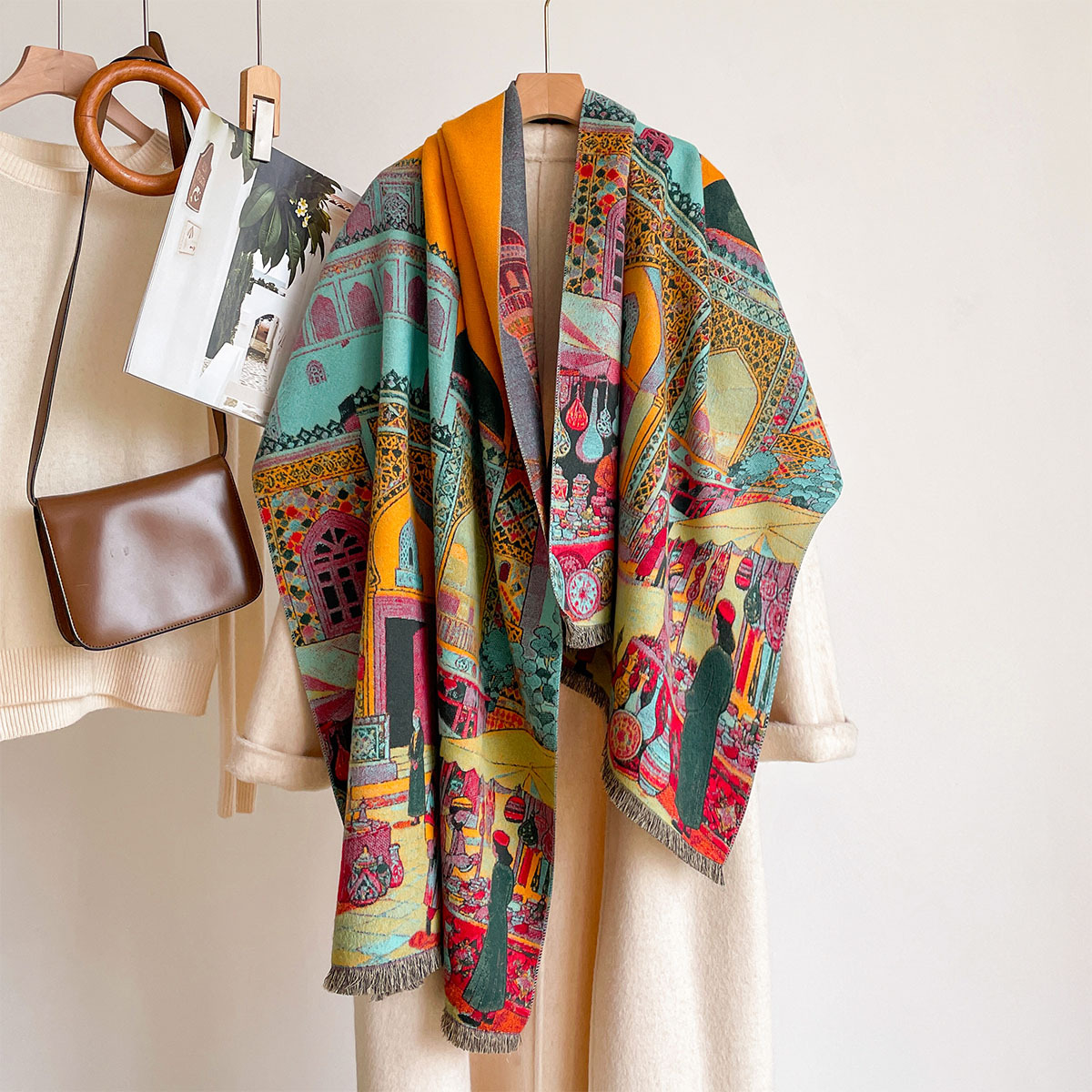 Cashmere Throw Blanket - Dames Imitatie Kasjmier Sjaal, Omkeerbare Hoofddoek,